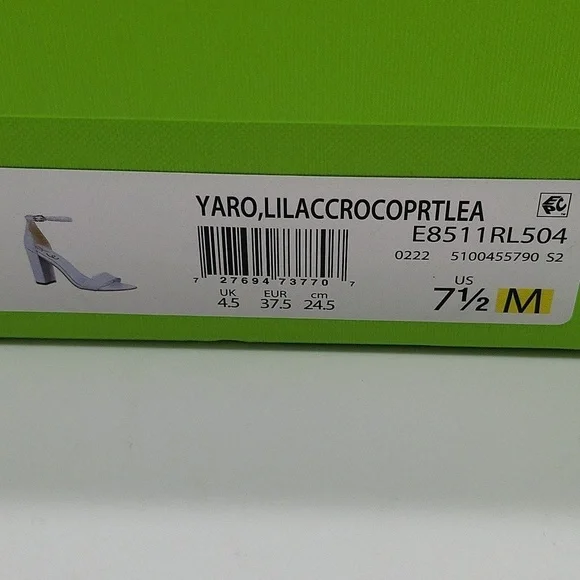 784- Sam Edelman Yaro Lilac Croc Embossed Leather Block Heel Sandals 7.5 M NWT - Picture 12 of 12